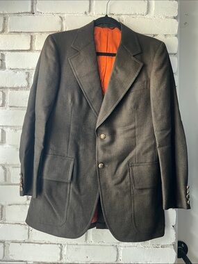 Classic Brown Blazer with Orange Lining tailored blazer coat single breast